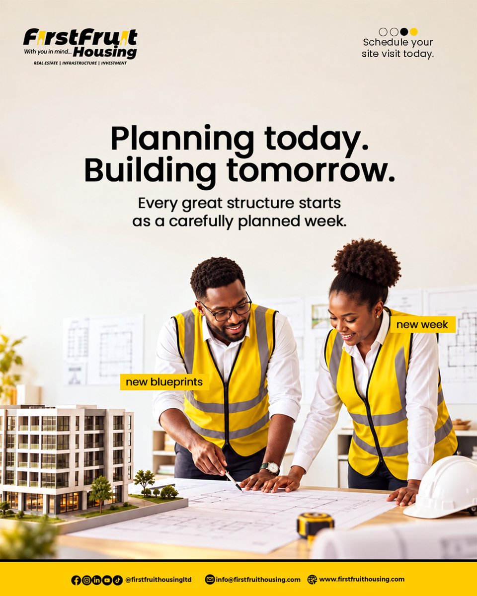 Firstfruitltd's tweet photo. Every great structure begins with a clear plan, and every successful investment starts with the right decision.

This week, take a bold step towards building the future you desire.

Send us a DM to get started.
#NewWeek #NewBlueprints #RealEstateAbuja #PropertyInvestment https://t.co/5VwFaRFIa4