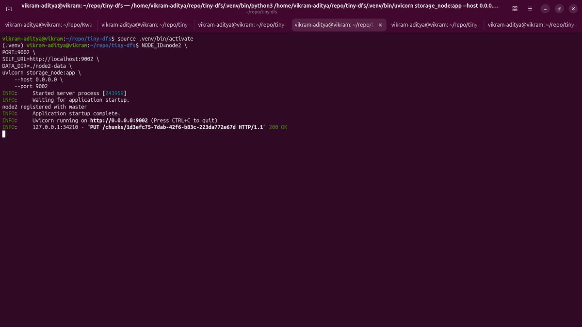 ViXkrm's tweet photo. Was getting bored so I created a distributed filesystem from first principles in FastAPI. https://t.co/FwktRmMGDs