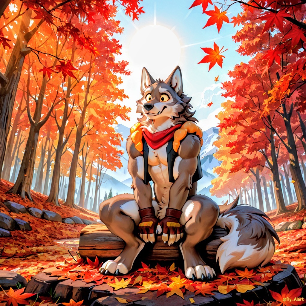 fly_AIart's tweet photo. The autumn forest is so beautiful, don't you think? 🐺🍂🍁
#AI #AIart #furry #furryart https://t.co/s010htayis