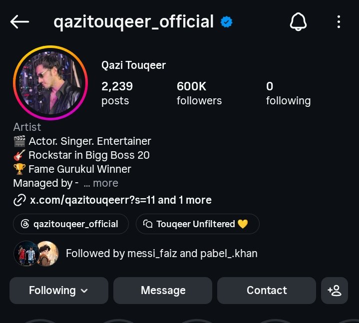 itsokyarr_'s tweet photo. Congratulations, guys! Kazi Bhai has completed 600K followers on Instagram 

New day, new achievement ✨

#QaziTouqeer #Biggboss20 #BB20 https://t.co/a4o85uxn2b