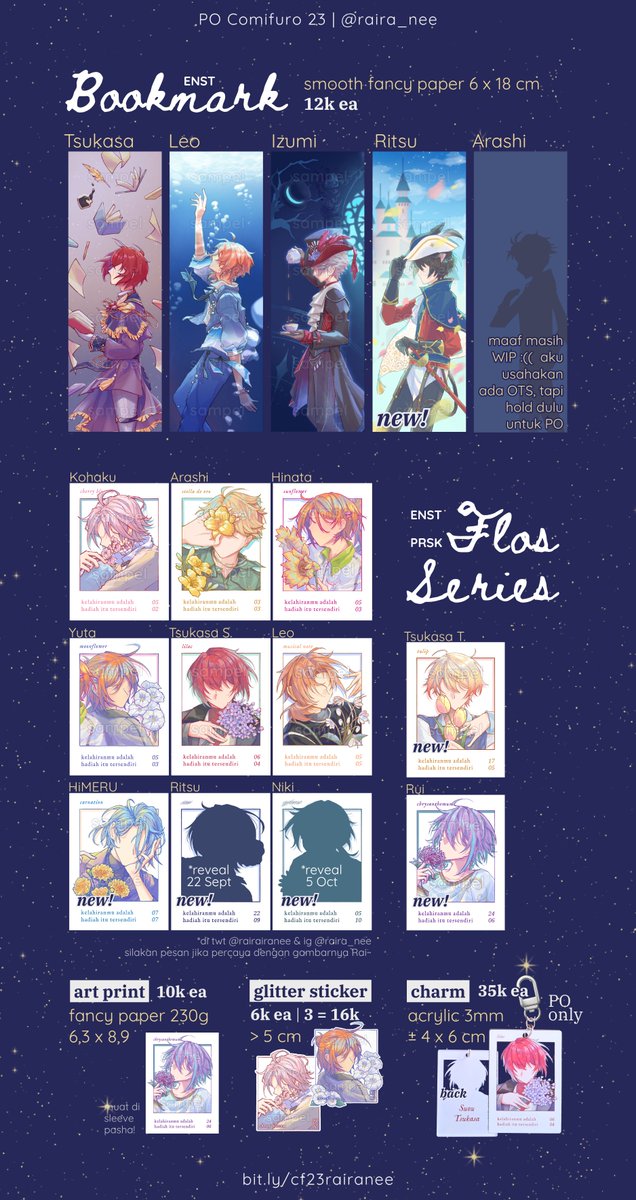 raira_nee's tweet photo. 「Preorder CF23 rairanee」
♡🔃-nya terima kasih! .𖥔 ݁

⟡ pick up both day (booth TBA)
⟡ mail lokal manual
⟡ PO: 14 - 21 September 2026
⟡ Ensemble Stars, Project Sekai, VS Ambivalenz, Uma Musume, Tenmaku no Jaadugar, original

#cf22catalog
↓ link di image dan reply ↓ [1/2] https://t.co/HpFOPu4TMs