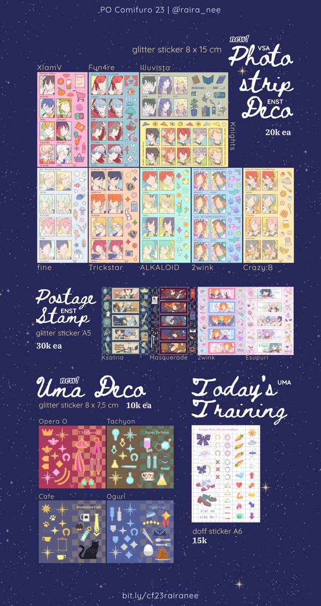 raira_nee's tweet photo. 「Preorder CF23 rairanee」
♡🔃-nya terima kasih! .𖥔 ݁

⟡ pick up both day (booth TBA)
⟡ mail lokal manual
⟡ PO: 14 - 21 September 2026
⟡ Ensemble Stars, Project Sekai, VS Ambivalenz, Uma Musume, Tenmaku no Jaadugar, original

#cf22catalog
↓ link di image dan reply ↓ [1/2] https://t.co/HpFOPu4TMs