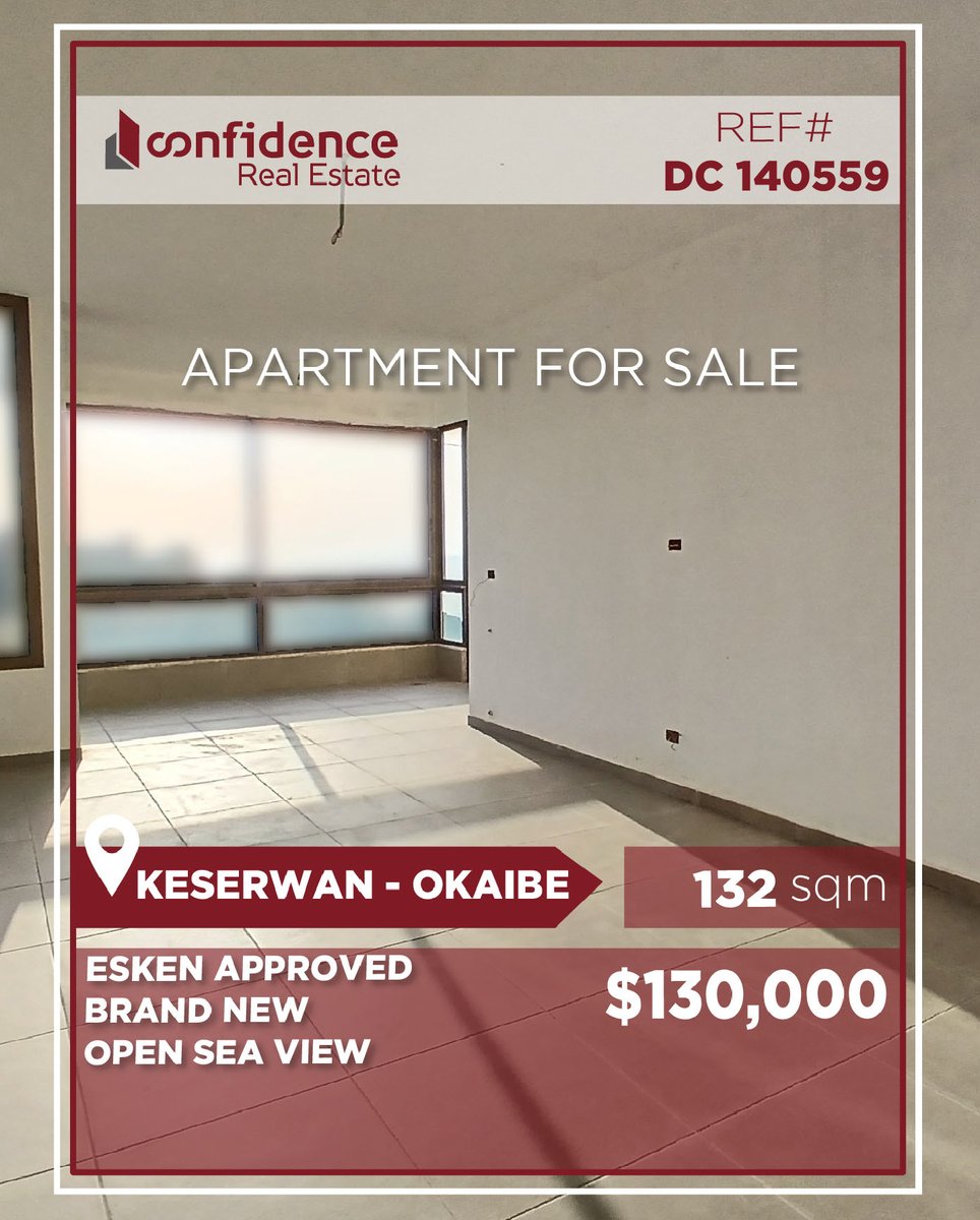 confidence_cre's tweet photo. Asking price 130,000$ + 2.5% commission
125 SQM + 20 SQM Terrace | Open Sea View | 2 Minutes from the Highway

For more information, contact us at 71000850

REF#DC140559 

#Okaibe #Keserwan #KeserwanRealEstate 

#CONFIDC

J https://t.co/1buBMM8bFm
