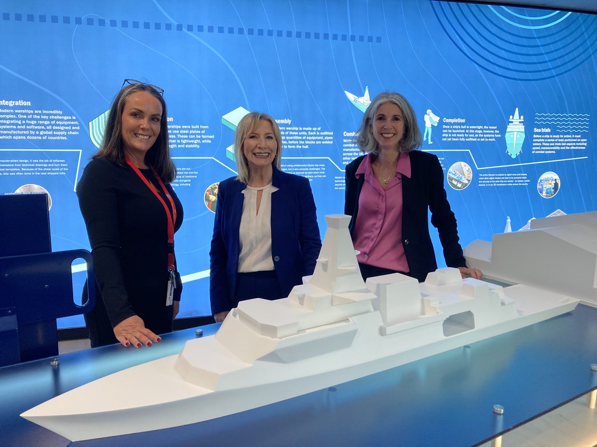 Gemma Foster, BAE Systems Commercial Director (Naval Ships), Michelle Ferguson, CBI Scotland Director, and Rain Newton-Smith, CBI CEO at the BAE Systems Training Academy in Scotstoun, Glasgow.