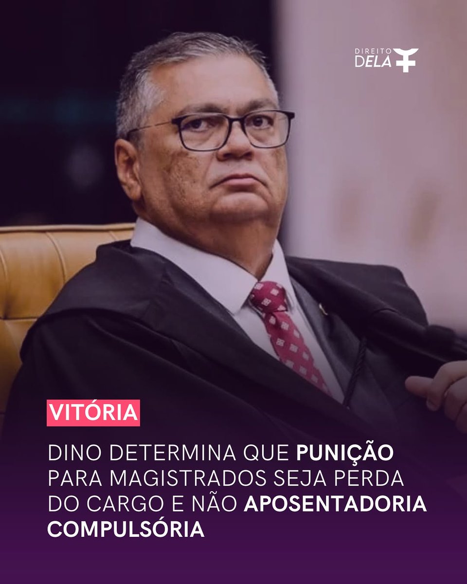 drop152's tweet photo. De acordo com o ministro Flávio Dino, a aposentadoria compulsória não é mais considerada a punição mais grave para juízes e ministros que cometem irregularidades. Portanto, o Conselho Nacional de Justiça deverá aplicar a perda do cargo, o que também ... https://t.co/Fwkaeqem4U