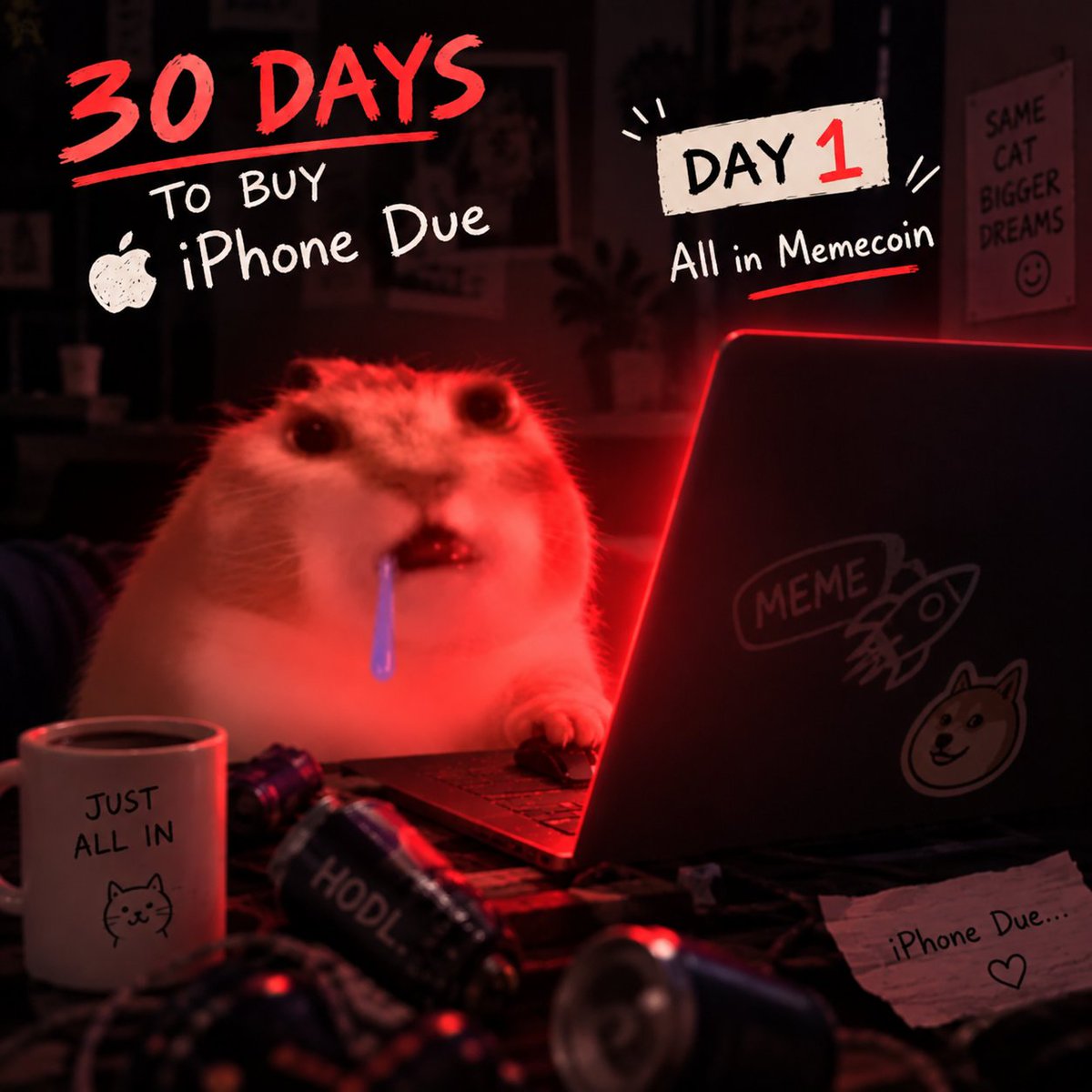 Gate_TVnews's tweet photo. 30 days to buy an iPhone with memecoins. Day 1: confidence is high, risk management is missing. ๐๐ฑ
#Memecoin #Crypto #TraderLife #CryptoMeme #GateTV https://t.co/1GDzKJtQJH