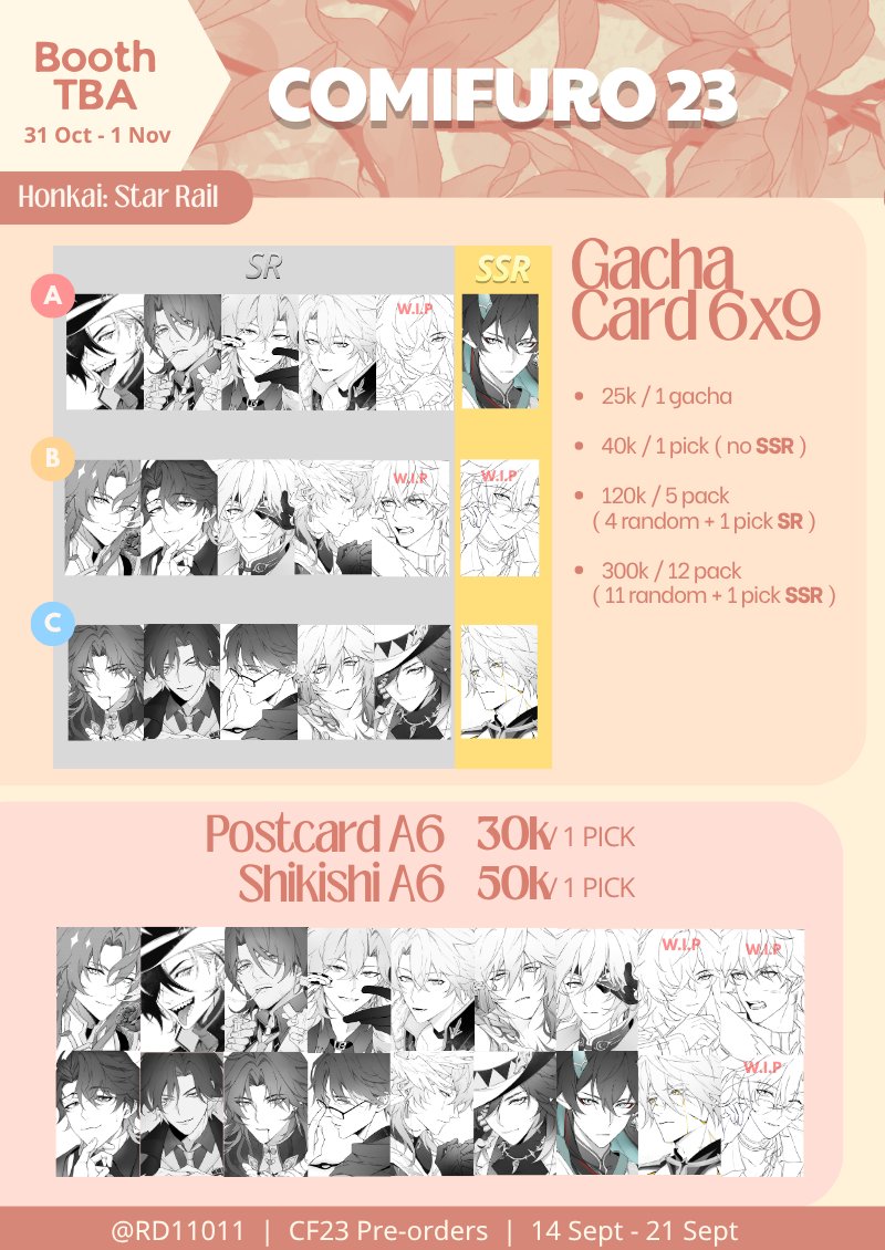 RD11011's tweet photo. [❤️&amp;🔁are very appreciated! ] 
My CF23 and COFI17 Pre-Order!
14 Sept - 21 Sept 
🌸CF23: Pick up only (both days)
🔗https://t.co/U4VjBYHv1S
🌸COFI17: Pick up &amp; mail order
🔗 https://t.co/uOz0cGpAts

📩GO please DM first!
#CF23 #cf23catalogue #COFI17 https://t.co/izeQAg3ZP6