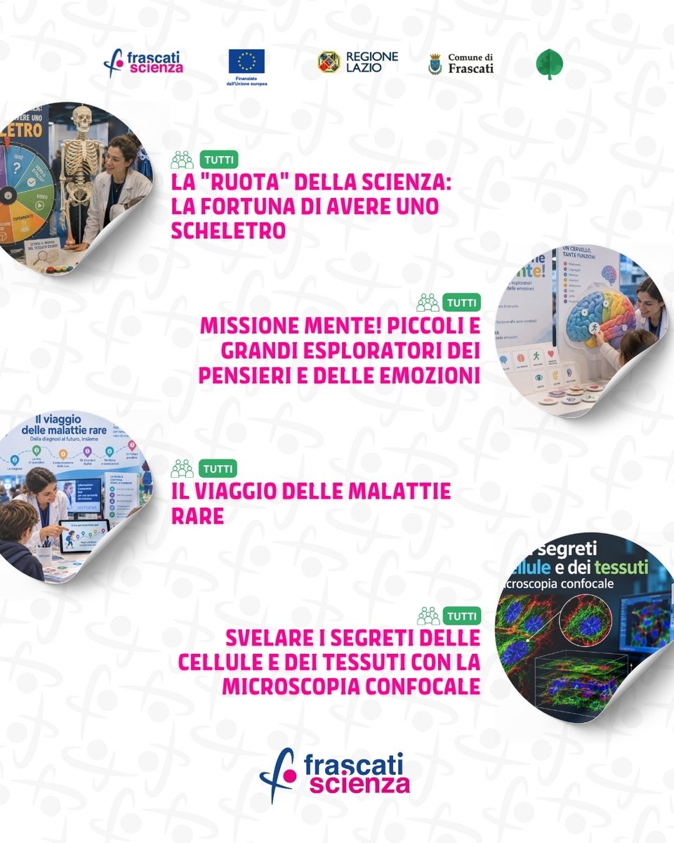 FrascatiScienza's tweet photo. 🔬 Entriamo nei laboratori in cui nasce la medicina del futuro!
Il 25 settembre, insieme a @bambinogesu, 14 esperienze tra DNA, cellule, malattie rare, AI e tecnologie per la cura.
👉 https://t.co/f4qnrAaOqk
#leaf #mscanight #mscactions #frascatiscienza https://t.co/tqp6HYglLO