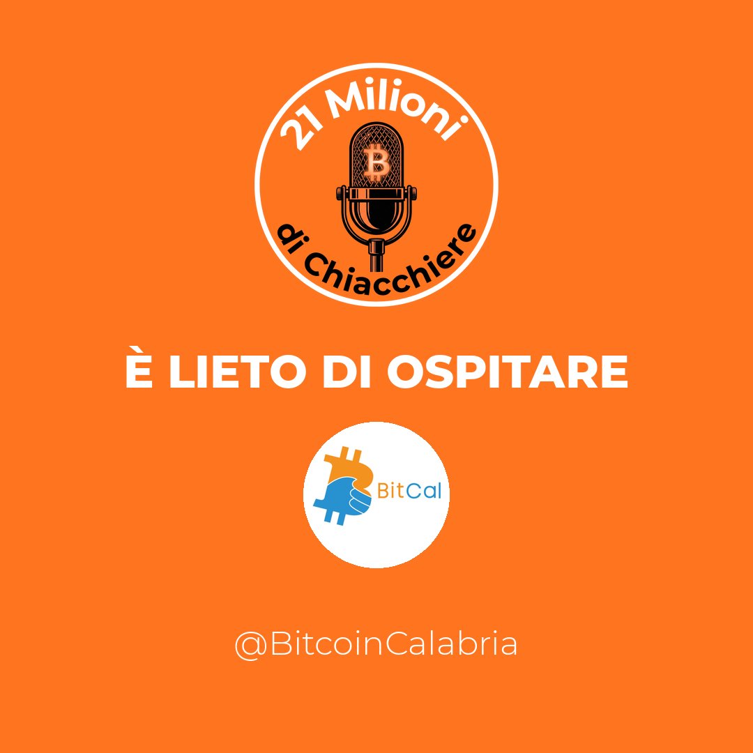 21Milionicom's tweet photo. 21 Milioni di Chiacchiere è lieto di ospitare Bitcoin Calabria!

Insieme a @BitcoinCalabria proseguiamo le puntate LivePodcast dedicate alle community Bitcoin Italiane più attive online e su territorio.

Vi aspettiamo numerosi martedì 22/09/2026 alle 18:30
https://t.co/2QKXosD8Fc https://t.co/NG9fNGxZwC