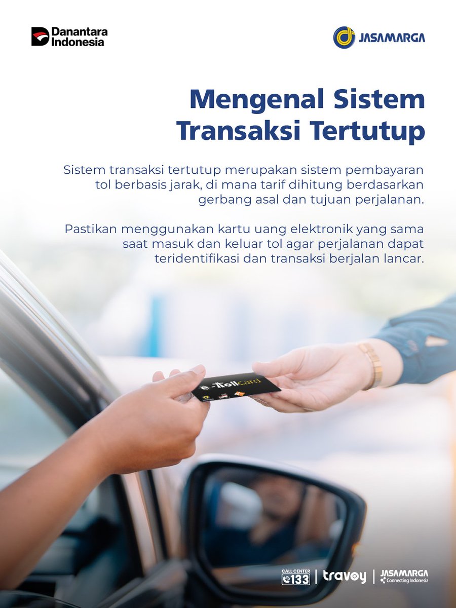 jmnusantara's tweet photo. Kawan JM, punya lebih dari satu kartu uang elektronik atau E-Toll di dalam mobil? Pastikan kartunya tidak tertukar, ya!

Pada sistem transaksi tertutup, tarif tol dihitung berdasarkan gerbang asal dan tujuan perjalanan. https://t.co/PtkcdYAW1P