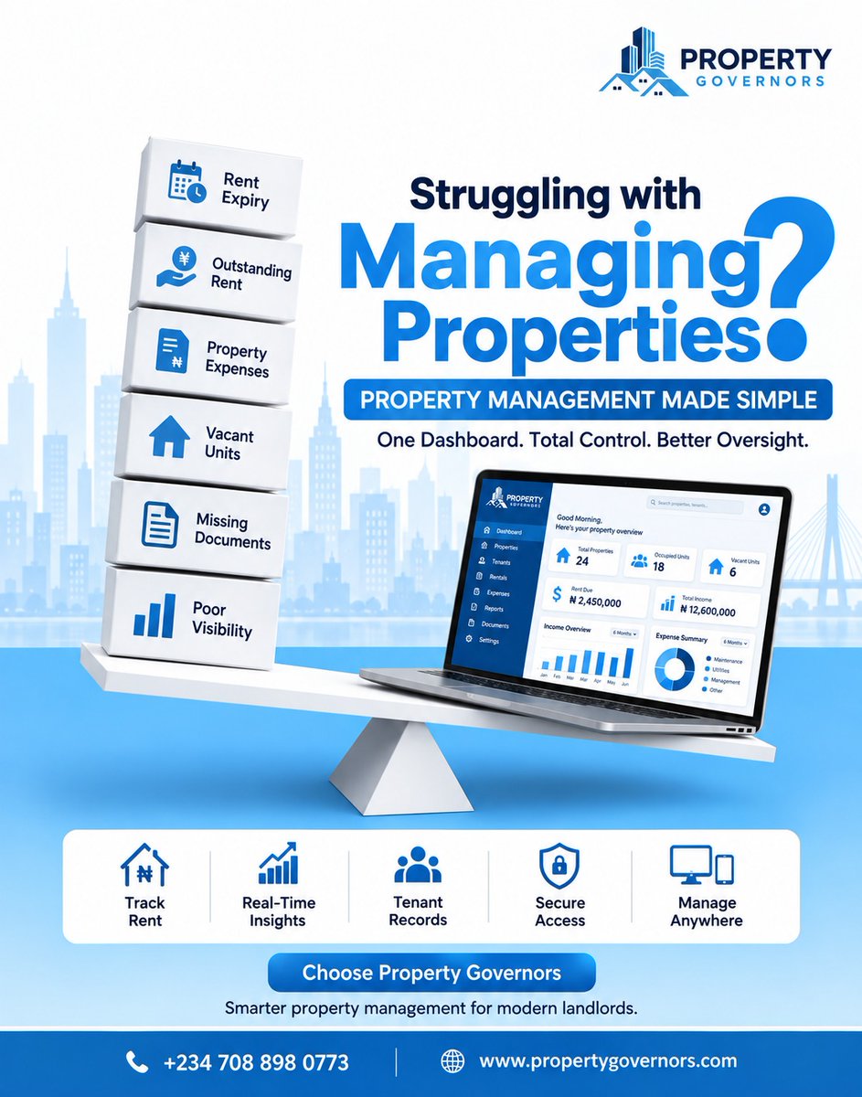 ijmgloballtd's tweet photo. Overwhelmed managing your properties? 

Track rent, expenses, tenants, and reduce vacancies — all in one place.
Better visibility. Better decisions. Better returns. 
🌐 https://t.co/8I15r9AMVn

#PropertyGovernors #PropertyInvestment #RealEstateTechnology #NigeriaRealEstate https://t.co/rm4a0Q4b4H