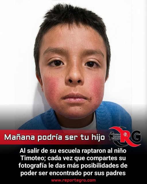 lunadeandromeda's tweet photo. Timoteo salió acompañado de su hermana y no regresó: buscan al niño de 9 años
El menor fue visto por última vez la noche del pasado jueves en la colonia Loma del Padre; llevaba uniforme escolar y presenta tres señas particulares que pueden ayudar a identificarlo
Texto: Noticias Reporte Guerrero
Ciudad de México, 13 de septiembre de 2026.— La búsqueda de Zedrick Timoteo Tapia Bacilio, de 9 años de edad, continúa en la Ciudad de México luego de que fuera reportado como desaparecido en la alcaldía Cuajimalpa de Morelos.
De acuerdo con la Fiscalía General de Justicia de la Ciudad de México, el niño fue visto por última vez el 9 de septiembre de 2026, alrededor de las 21:00 horas, en compañía de su hermana, en la colonia Loma del Padre.
Desde ese momento se desconoce su paradero, por lo que la Fiscalía emitió la Alerta AMBER, bajo el reporte 992/2026, y solicitó el apoyo de la ciudadanía para localizarlo.
 ¿Cómo identificar a Zedrick?
El menor es de nacionalidad mexicana y tiene las siguientes características:
- Edad: 9 años.
- Estatura: 1.30 metros.
- Complexión: delgada.
- Piel: morena clara.
- Cabello: castaño oscuro y lacio.
- Ojos: negros y medianos.
 Sus señas particulares pueden ser clave
El reporte oficial señala que Zedrick presenta:
 Una cicatriz arriba de la frente.
 Un lunar en la mandíbula.
 Una cicatriz de aproximadamente 10 centímetros en el abdomen, producto de una cirugía.
Al momento de ser visto por última vez vestía uniforme escolar azul cielo y pantalón de cuadros azul cielo con blanco.
 Piden ayuda para encontrarlo
La Fiscalía de Investigación y Persecución de los Delitos en Materia de Desaparición Forzada de Personas solicita a cualquier persona que tenga información sobre el paradero del menor que la comunique de inmediato.
 55 5345 5067
 55 5345 5084
 55 5345 5082
También se puede acudir a las oficinas ubicadas en calle Dr. Río de la Loza 114, esquina Dr. Vértiz, colonia Doctores, alcaldía Cuauhtémoc.
Zedrick tiene 9 años y su familia necesita encontrarlo. Si lo has visto o cuentas con algún dato que pueda ayudar a localizarlo, comunícalo a las autoridades.
Comparte su fotografía y esta información. Una publicación puede llegar a la persona que tenga la pista que permita en