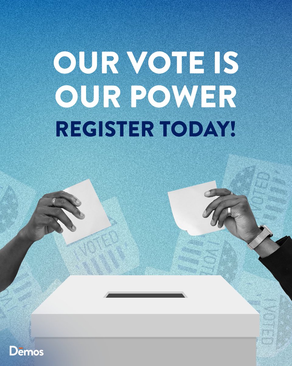 Demos_Org's tweet photo. Voting is a fundamental part of our democracy, and registering is the first step in political participation. 🗳️ 

Check your voter registration, update your information, or register to vote today. #NationalVoterRegistrationDay #NVRD https://t.co/3hufxVcBPr