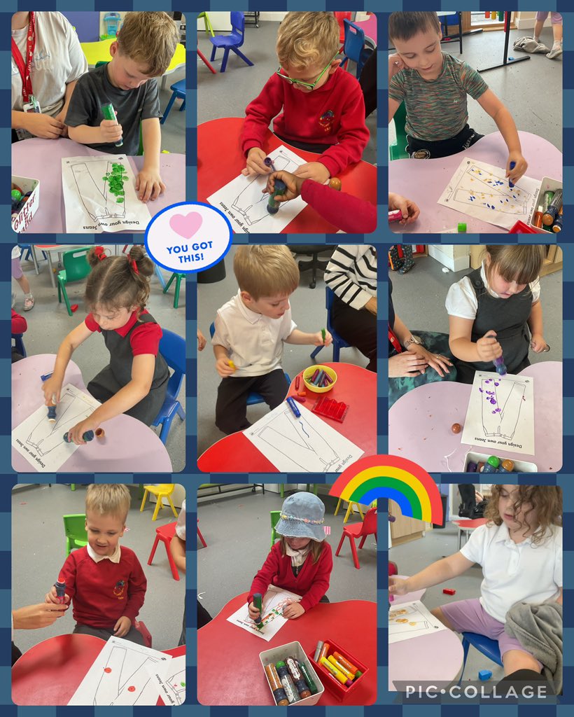 YsgolHenFelin's tweet photo. Class 5 enjoyed our first sensory story ‘Monkey Puzzle’. We are learning our first sign ‘more’ with #yhfcoreconnect. We got creative, designing our Jeans for Genes day on Friday! Da iawn pawb! #yhfclass5 https://t.co/ZnMZSzsHhH