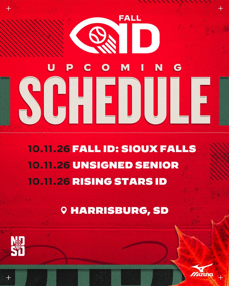 PBDakotas's tweet photo. 𝗗𝗔𝗞𝗢𝗧𝗔𝗦 𝗙𝗔𝗟𝗟 𝗘𝗩𝗘𝗡𝗧𝗦 🍂 

We're a month out from our final events of 2026‼️ 

🍁 2027s = Unsigned Senior
🍁 2028s-2030s = Fall ID
🍁 2031s = Rising Stars ID

More info 🔗👇
https://t.co/01riul0yJs https://t.co/vhlcDJj0qt