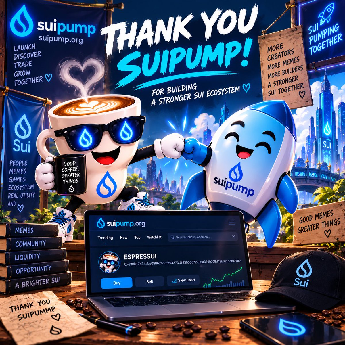 EspresSui's tweet photo. A big THANK YOU to the @SuiPump team! ☕💧

You’re doing an awesome job giving projects, creators and communities a place to launch and grow on SUI. 🚀
$ESPRESSUI is proud to be brewing with you. 🤝☕

Keep building. Keep brewing. 💙

Good Coffee. Greater Things.

#sui #suimeme https://t.co/UyPAYHSbog