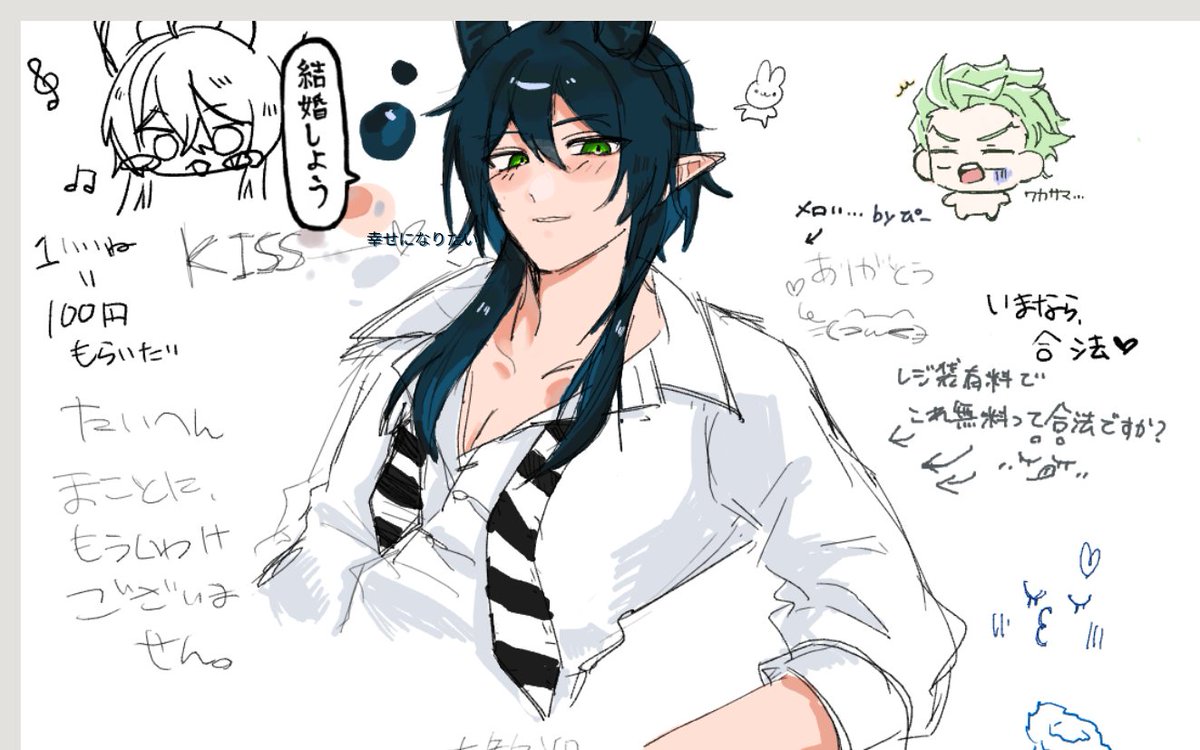 00_2217's tweet photo. 絵チャで様子のおかしいマレ様を書くなど https://t.co/G4apmBCuly