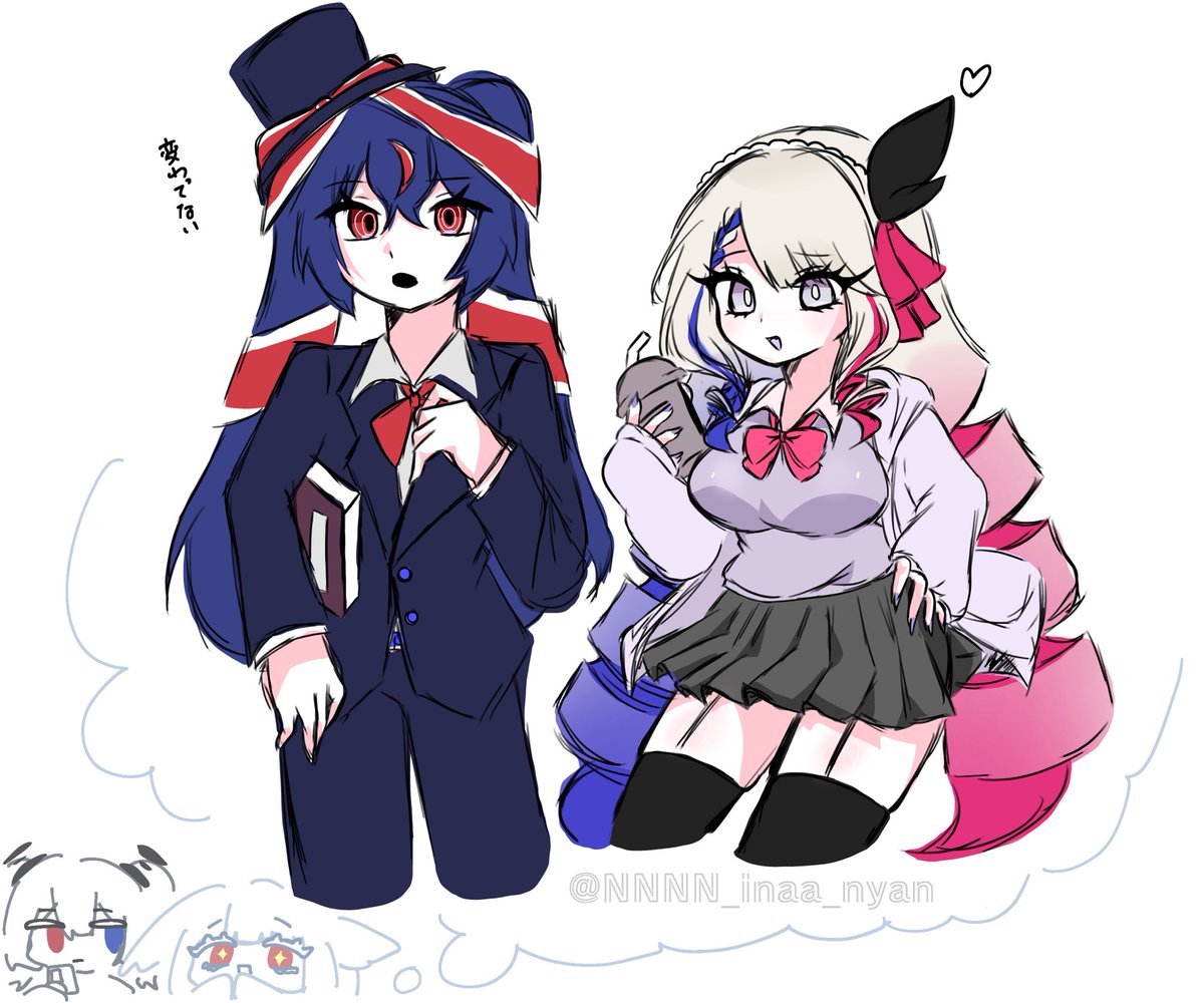 _Ninya14's tweet photo. #国旗娘 日本の制服着て🇬🇧🇫🇷 https://t.co/lKJhM6jDHA