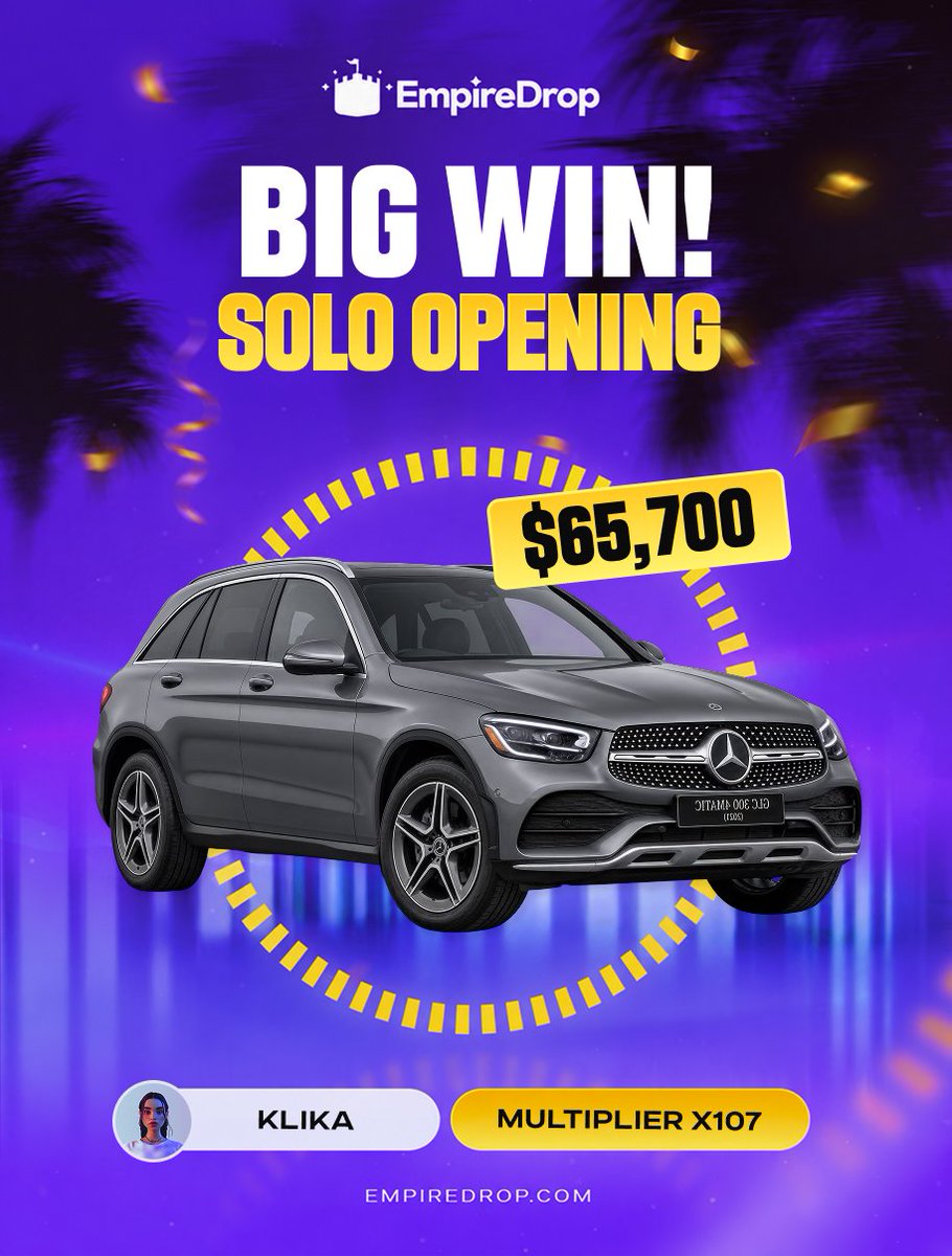 empiredrop's tweet photo. 🔥 BIG WIN IN SOLO OPENING!

$620 CASE → $65.7K CAR! 🤯

🍀 WIN $50: RT + REPLY! (24h)
