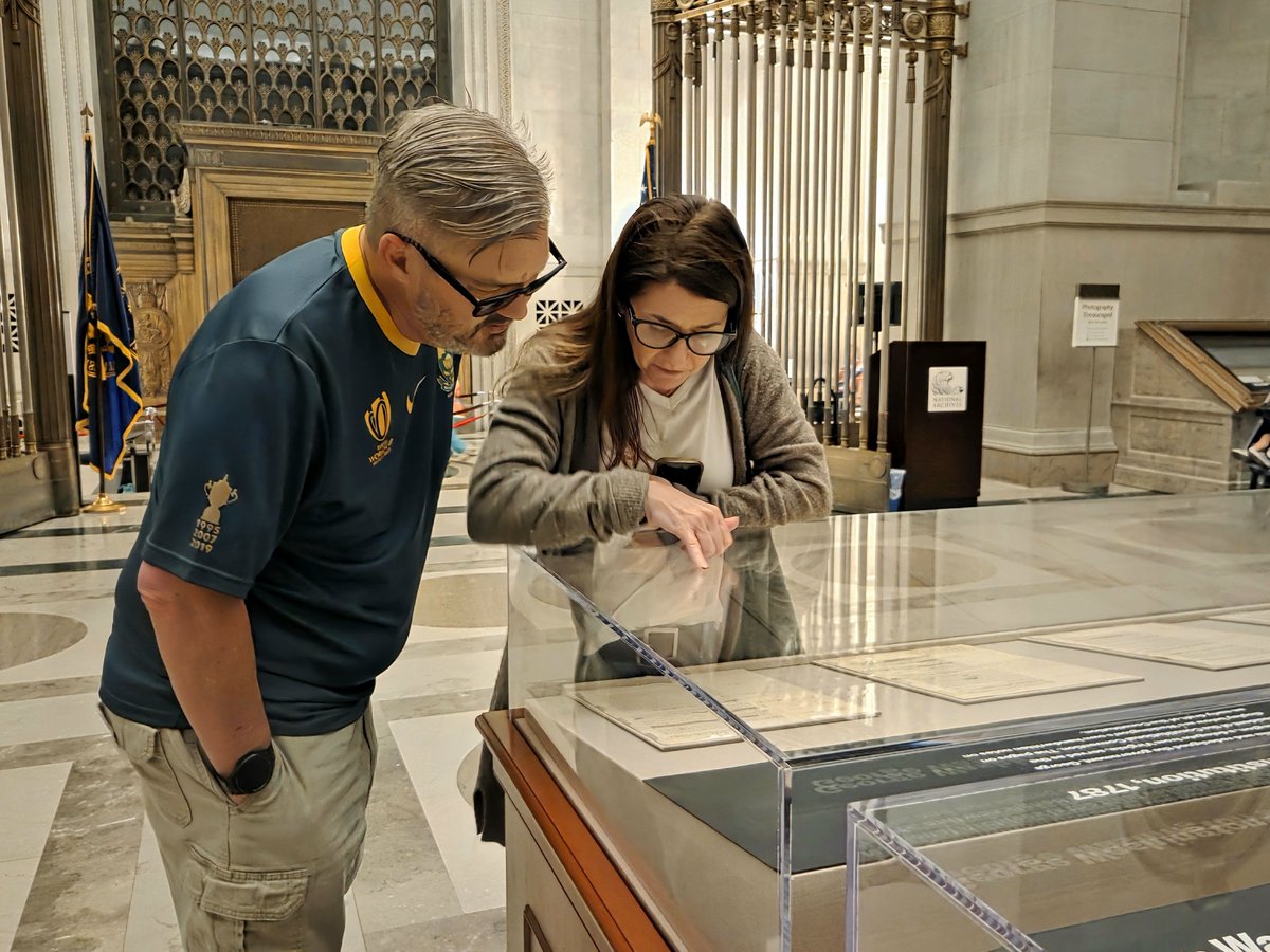 USNatArchives's tweet photo. Now on display for the first time EVER! Be one of the first to view all seven pages of George Washington's Annotated Copy of a Draft of the U.S. Constitution, now through September 27, 2026 at the National Archives Museum. https://t.co/uVAomUWriT