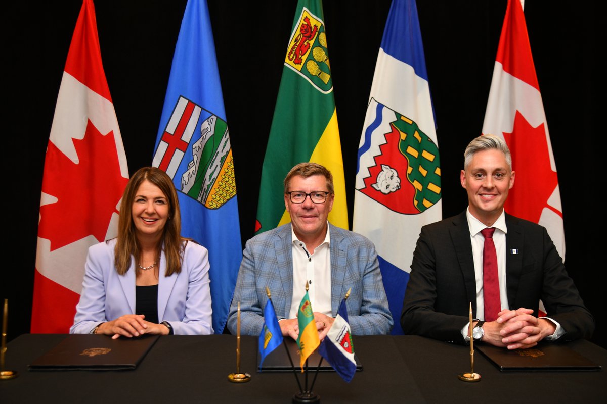 PremierScottMoe's tweet photo. Saskatchewan is partnering with Alberta and the Northwest Territories to create new opportunities to strengthen our power grid, advance nuclear energy and support economic growth.

As demand for electricity continues to grow, Saskatchewan is taking a leadership role in building the next generation of energy infrastructure.

This is a significant milestone that will help power our communities, our industries and our strong, steady economy well into the future.