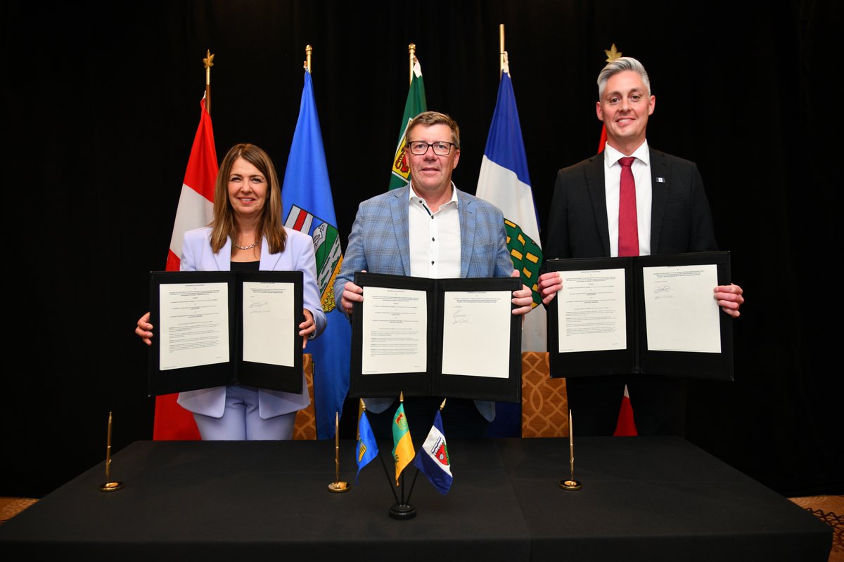 PremierScottMoe's tweet photo. Saskatchewan is partnering with Alberta and the Northwest Territories to create new opportunities to strengthen our power grid, advance nuclear energy and support economic growth.

As demand for electricity continues to grow, Saskatchewan is taking a leadership role in building the next generation of energy infrastructure.

This is a significant milestone that will help power our communities, our industries and our strong, steady economy well into the future.