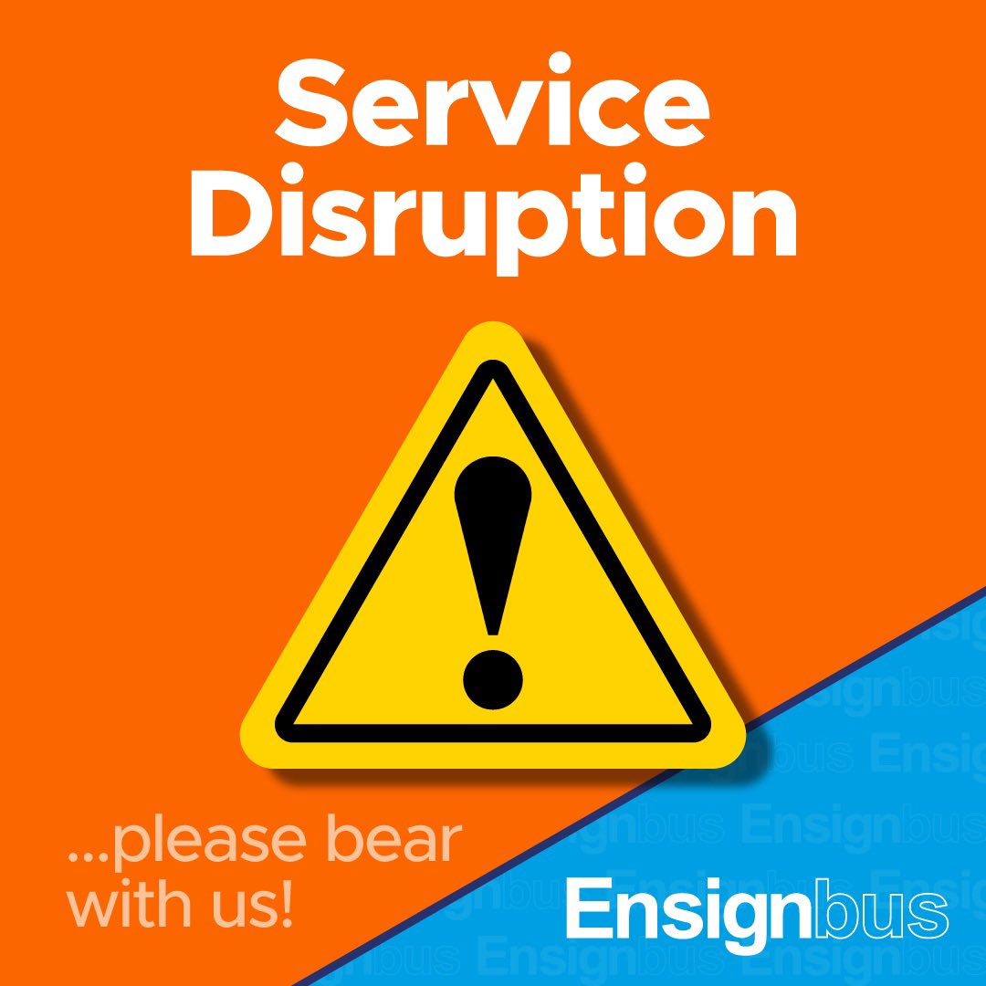 EnsignBusCo's tweet photo. ⚠️SERVICE ALERT - X80⚠️

❌ The 16:05 from LAKESIDE will not run.

❌ The 16:30 from BLUEWATER will not run.

🚗 This due to major traffic issues affecting the QEII Bridge 

🙏 Please accept our apologies https://t.co/oCZfVhQ0Ea