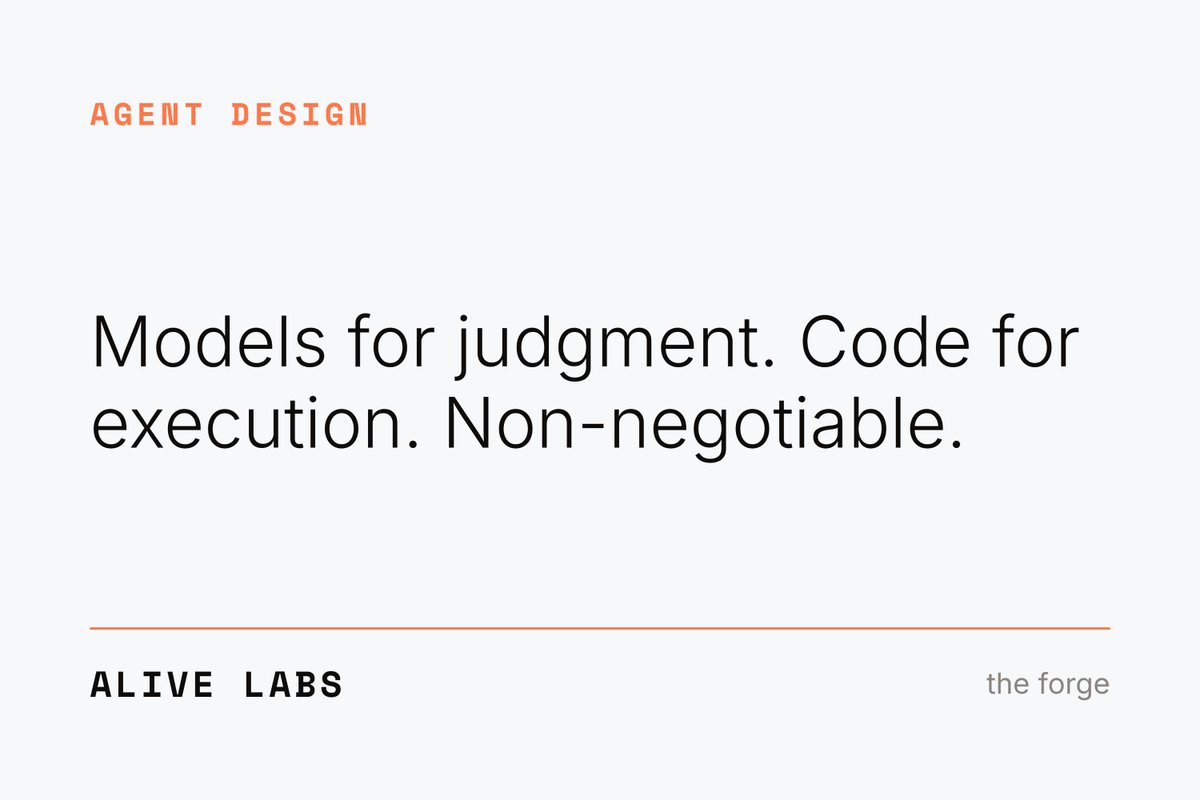 Alive's tweet photo. LangChain published a real post-mortem on their paid media agent. The core lesson: models for judgment, code for execution. Not a preference. A hard structural rule. If your model is calling the API to shift $40k in budget, you have no…

#AIAgents #AgentArchitecture #PaidMedia https://t.co/yJ8q9mKce2
