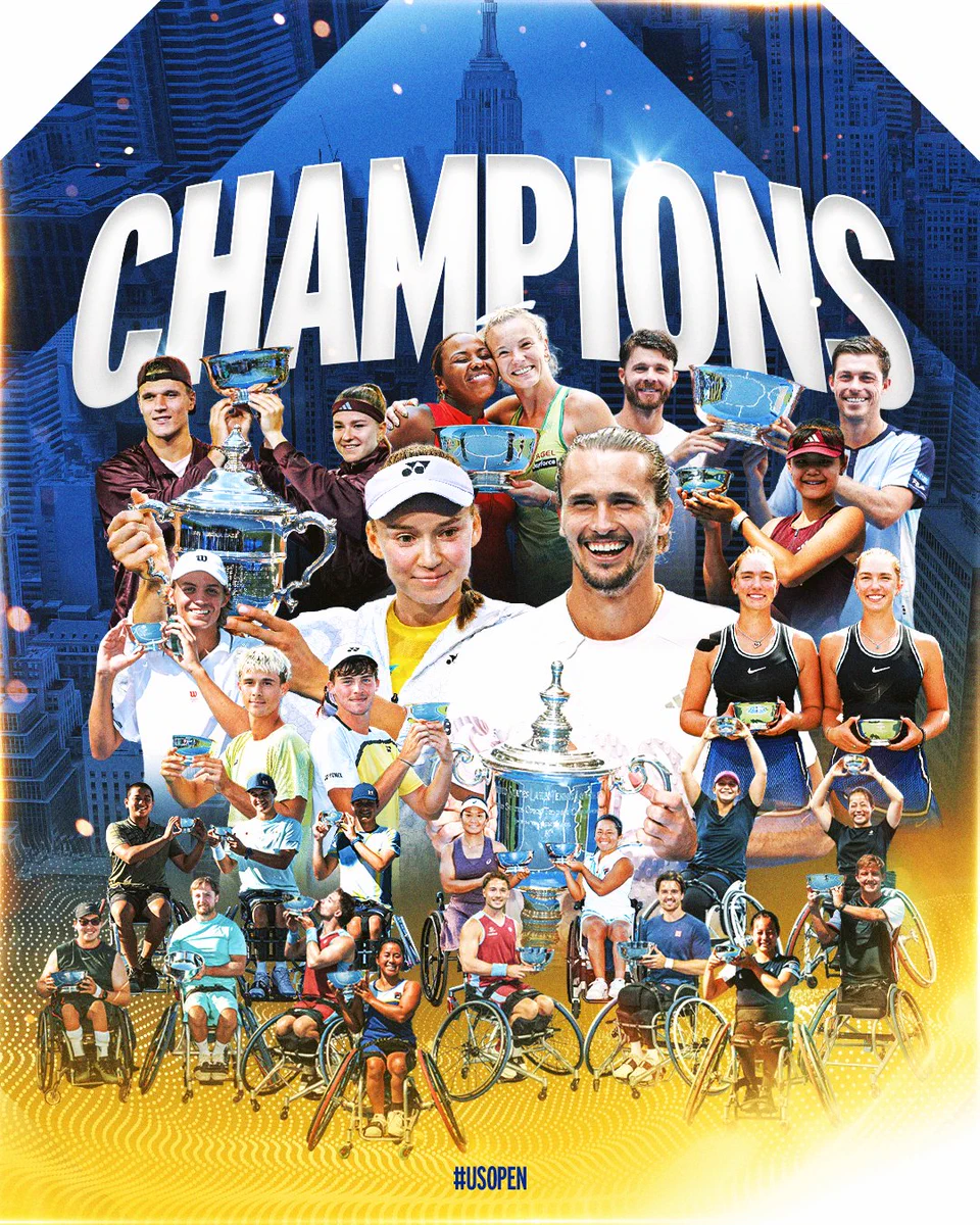 Graphic showing champions from every discipline of the 2026 US Open