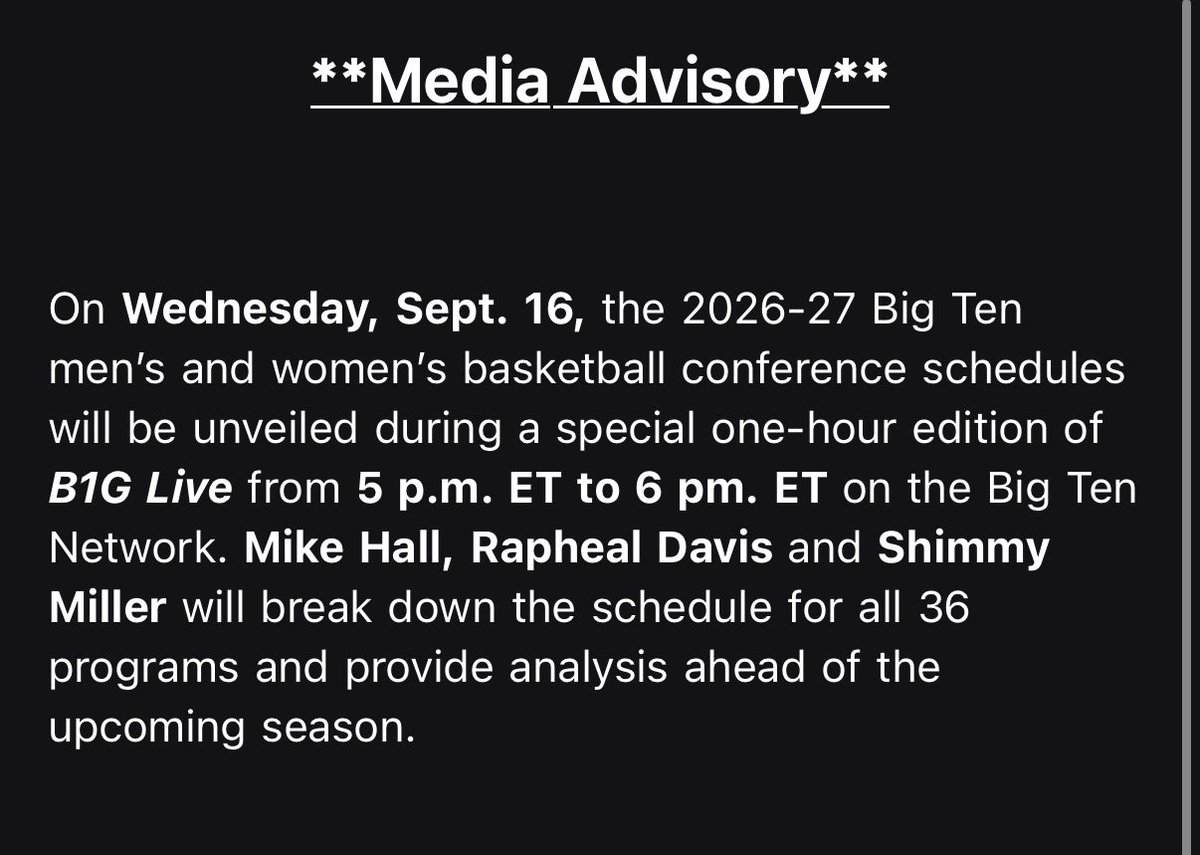 Sam_Federman's tweet photo. Big Ten schedule coming Wednesday https://t.co/k4xCTS8M1P