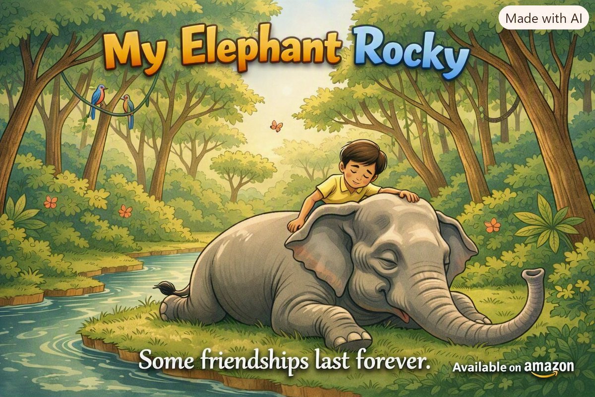 HilpeshPatel's tweet photo. Some friendships stay in our hearts forever. My Elephant Rocky is a heartwarming children’s story about kindness, courage, and the unbreakable bond between a boy and his elephant friend. Perfect for ages 6–10 — a gentle, emotional read that parents and teachers love. https://t.co/TkJ8sKCaSB