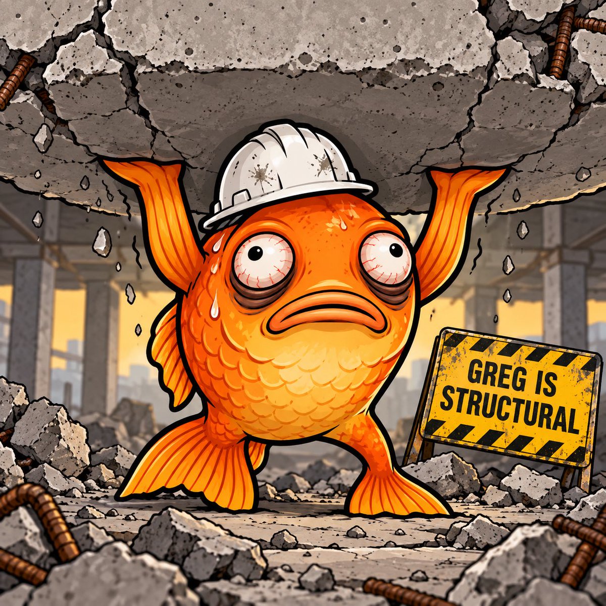 BootieTrader's tweet photo. Something structurally concerning is coming.

The engineers quit.
The permits disappeared.
One fish stayed behind.

GREG IS STRUCTURAL. 🐟🏗️

#Solana #MemeCoin #PumpFun https://t.co/buJLAQdmuS