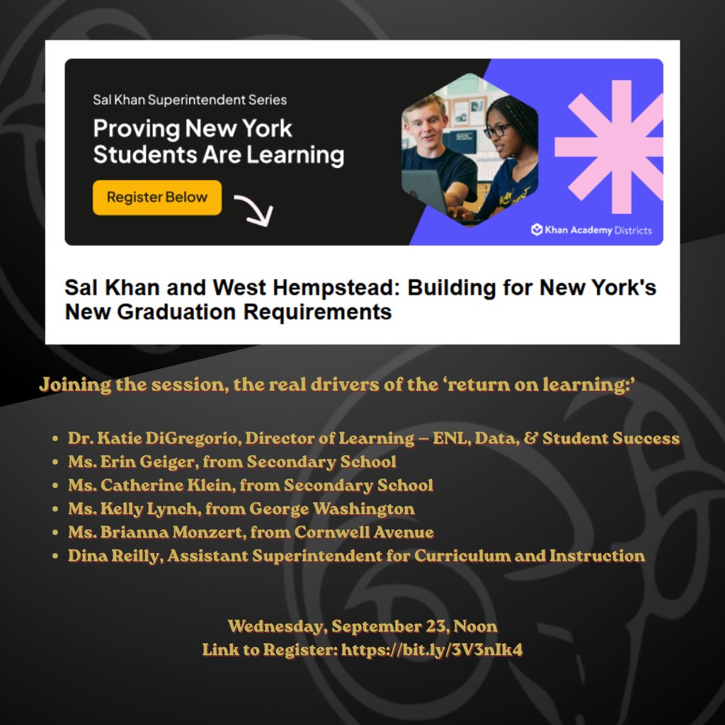 WHGWRams's tweet photo. Sal Khan sits down with WH.🎙️

Not talk about a tool, but what the RamFam proved: learning can be shown, not assumed

Our C&amp;I/ENL leaders + 4 teachers share how

📅 Sep 23, 12PM ET
🔗 khanacademy-Sal Khan sits down with West Hempstead.🎙️
https://t.co/iRLSLxiYoT

#WHeRiseTogether https://t.co/bKAhvcKw6e