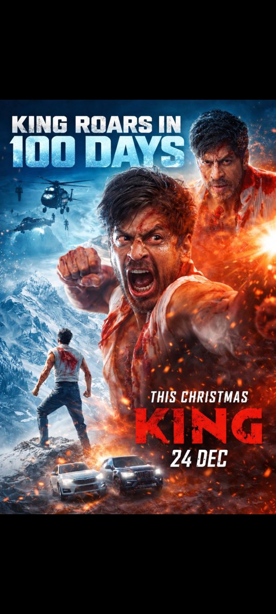 Mcu321's tweet photo. 👑 KING ROARS IN 100 DAYS! 🔥

The countdown begins. ⏳

Shah Rukh Khan is coming to rule the big screen once again with #KING. ⚔️🔥

24 DECEMBER 2026 — The roar begins. 👑

#King #ShahRukhKhan #SRK #King2026 #100DaysToKing https://t.co/pQjFIDJ4Ff