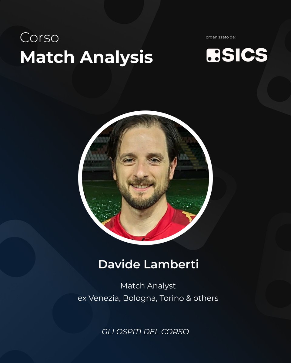 sicsplus's tweet photo. 📷 Davide Lamberti sarà uno degli ospiti del Corso Match Analysis SICS, in partenza il 5 ottobre.
Match analyst con ampia esperienza in Serie A, ha lavorato tra le altre con Venezia, Bologna e Torino. 
Tre settimane all'inizio!
https://t.co/b5FiknHBQZ https://t.co/TreIC0amwQ