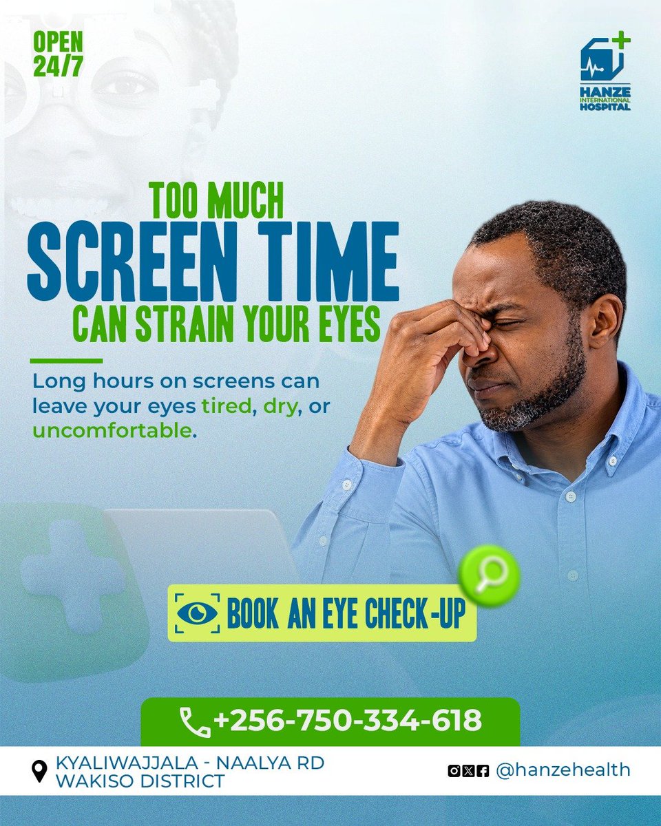 HanzeHealth's tweet photo. Too much screen time leaves your eyes dry, tired, and strained.
​Get a comprehensive eye checkup at Hanze International Hospital. Our medical team is available 24/7.
​Chat with us directly on WhatsApp for any health inquiries:https://t.co/CGxBfGoxQf
Or visit us in Naalya. https://t.co/0g7qQYhaq7