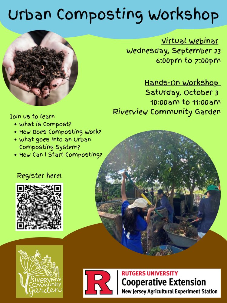 RiverviewGdnJC's tweet photo. Join Rutgers and RCG for this 2-part composting workshop. 9/23 online and 10/3 in the garden! RSVP TODAY: https://t.co/LscIgRxQhh https://t.co/8BKvAyW7LP