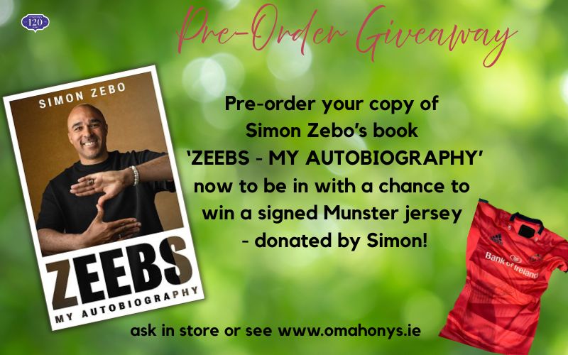 OMahonysBooks's tweet photo. Pre-order your copy of 'Zeebs' now and be in with a chance to win a signed Munster jersey donated by Simon Zebo himself!

The electrifying story of a rugby icon who changed the game - and the face of Irish sport.

@SimonZebo @GillHessLtd #IrishRugby https://t.co/nMGAWN9BPu