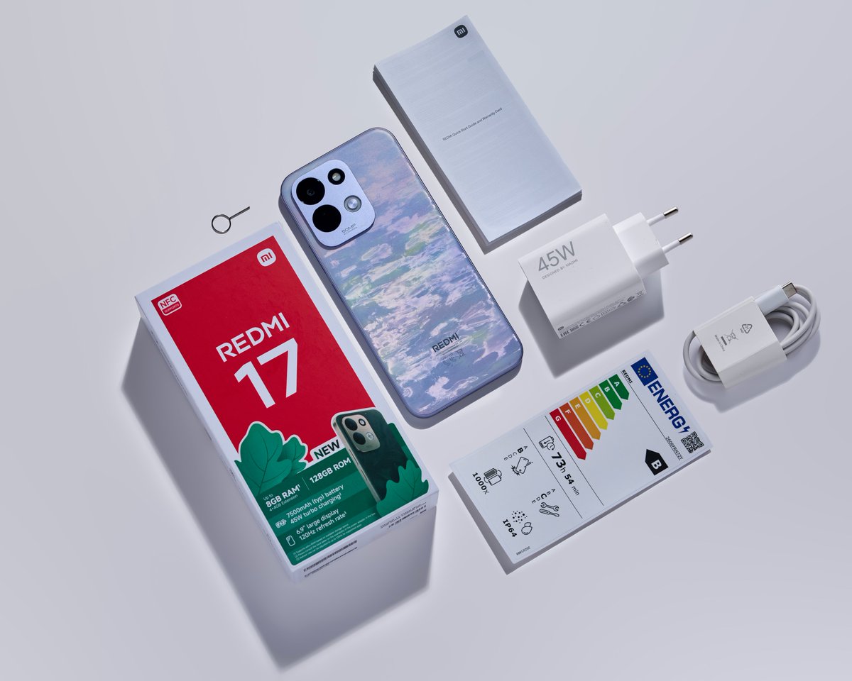 XiaomiNigeria's tweet photo. A quick look inside the REDMI 17 box. 📦

Everything you need to get started, including the 45W charger.🔌

Visit any Xiaomi authorized store and get yours today! 🛒

#REDMI17 #Xiaomi #XiaomiNigeria #REDMI #NonStopPower #DeepBlue #LotusPurple #Black #OakGreen #TechStyle #TechUpgrade #TechNigeria #Fyp #Explore