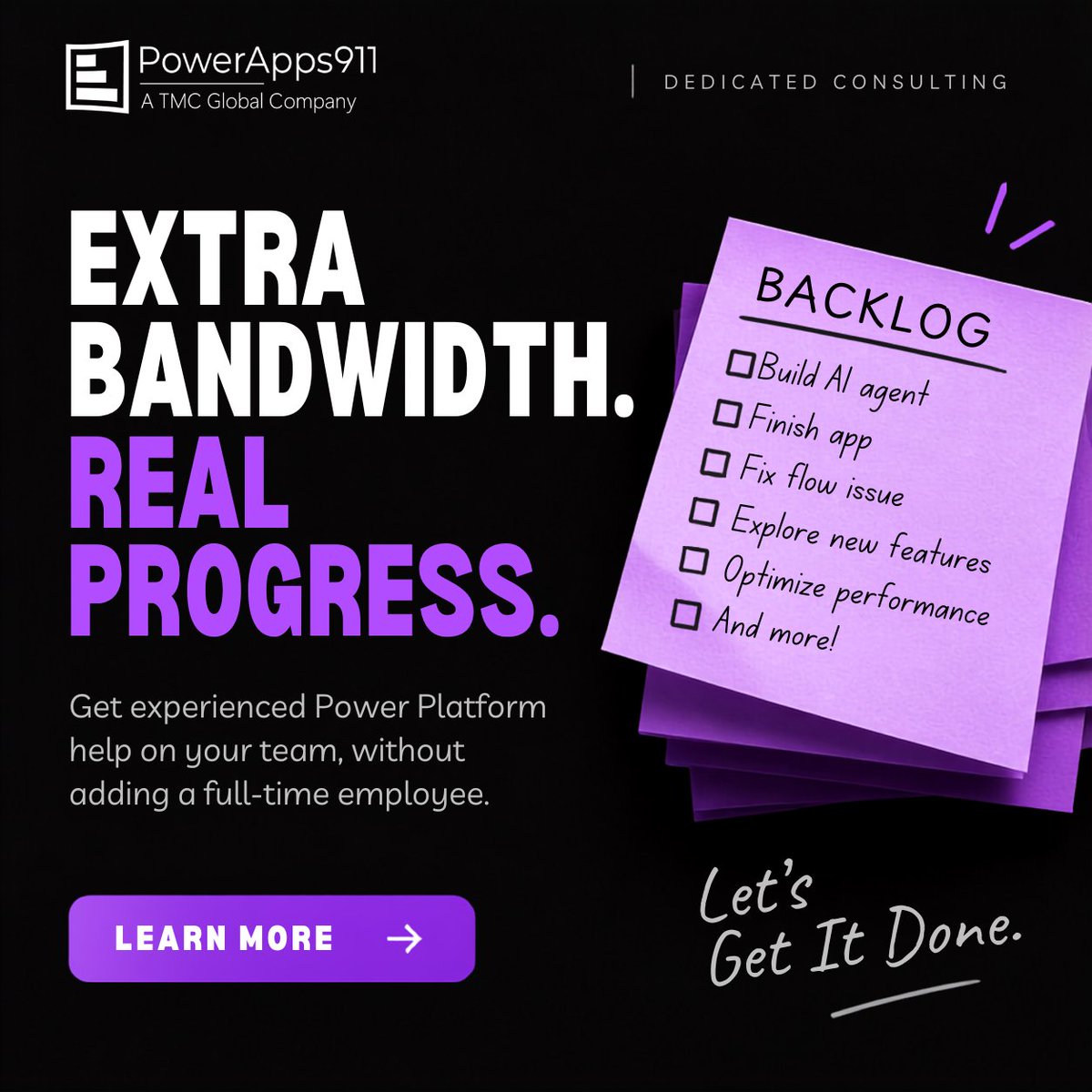 PowerApps911's tweet photo. #PowerPlatform backlog growing? Your team may just need more bandwidth.

A Dedicated Consultant can help build apps, fix flows, troubleshoot issues, tackle #AIAgents &amp; more. You set the priorities. We help get it done.

👉 https://t.co/TWVkHONZ8V

#PowerApps #PowerAutomate https://t.co/F5dP5wQUaV