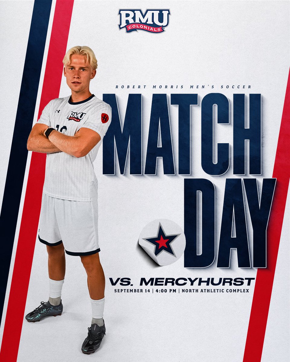 RMUMSoccer's tweet photo. Battle of I-79!⚽️

🆚: Mercyhurst 
⏰: 4:00 PM 
📍: Moon Township, Pa. 
🏟️: North Athletic Complex 
📺: ESPN+ 
📊: https://t.co/ch3Yn4BYIE… 

#BobbyMo https://t.co/w10TYk6Wd9