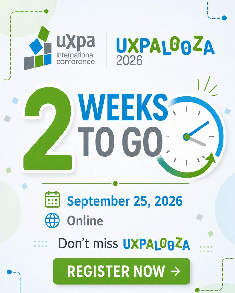 UXPA_Int's tweet photo. 𝗢𝗻𝗹𝘆 𝟮 𝘄𝗲𝗲𝗸𝘀 𝘂𝗻𝘁𝗶𝗹 𝗨𝗫𝗣𝗔𝗟𝗢𝗢𝗭𝗔 𝟮𝟬𝟮𝟲. ⏳

One day. Two tracks. Big conversations about AI, UX strategy, Design Sprints, influence, and what is next for our field.

Do not be the person hearing about it afterward.

🎟️ https://t.co/On5yp2t9H4

#UXPALOOZA https://t.co/zimBYptwpJ