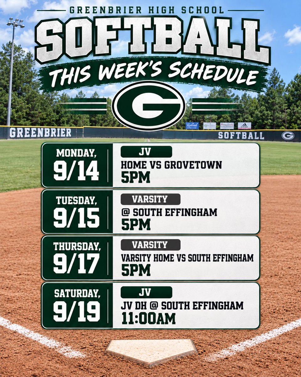 greenbriersoftb's tweet photo. Come support your Lady Pack this week! Good Luck girls!🩶💚🐺🥎 https://t.co/XBdun6ynuy
