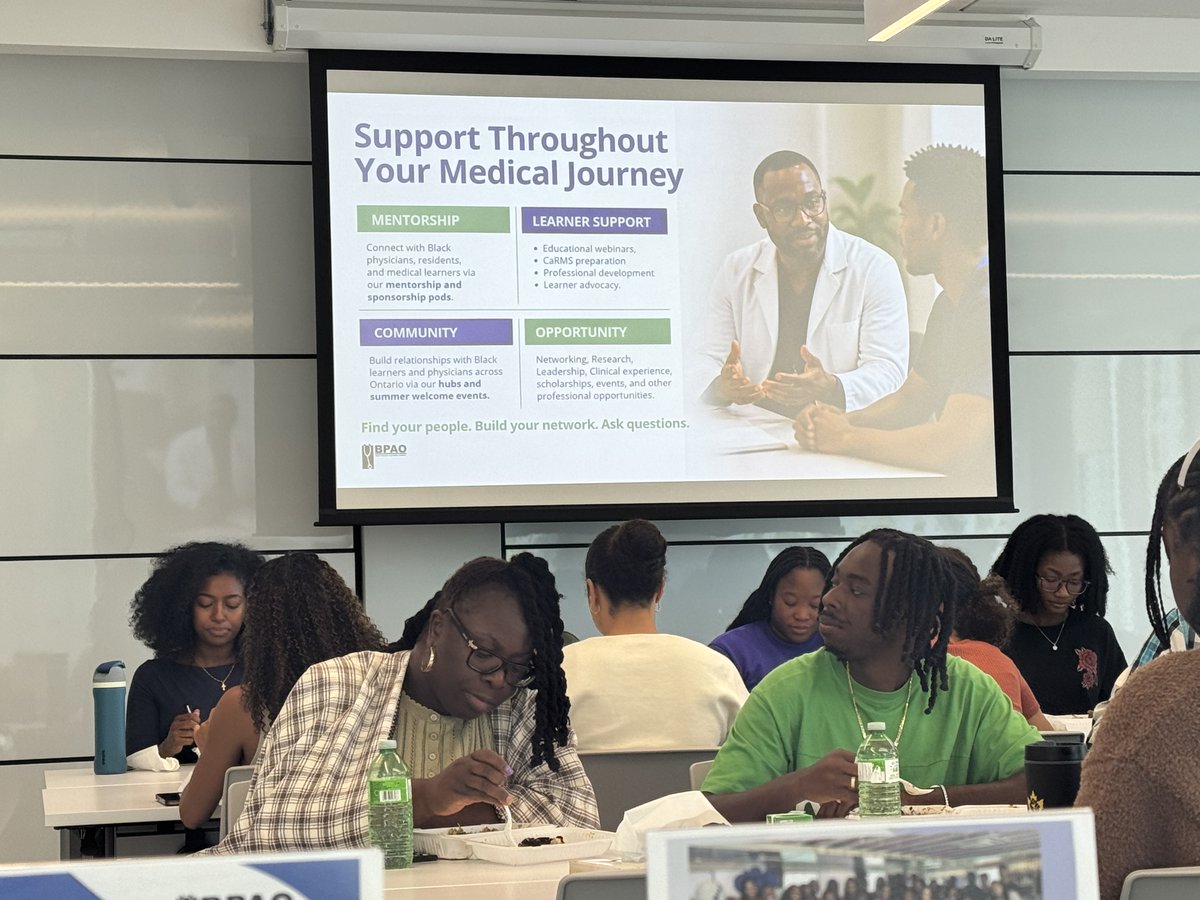 thebpao's tweet photo. On Sept. 10, BPAO joined the Toronto Metropolitan University (TMU) School of Medicine for a Meet &amp; Greet with the second cohort of Black-identifying medical students. 🩺

Great to connect, share BPAO’s learner supports, and welcome the next generation of physicians. https://t.co/dy38DYvNYy