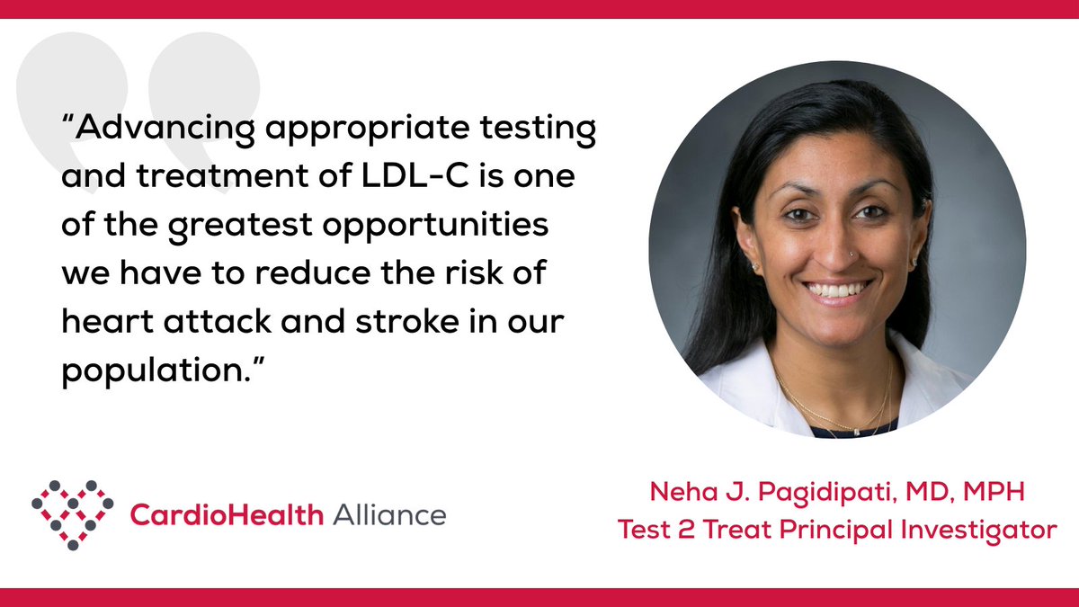 AllianceCardio's tweet photo. The #CardioHealthAlliance’s Test 2 Treat study, a @PCORnetwork study led by @NPagidipati, completed enrollment with 400 participants. Findings are expected to help inform best practices for improving LDL-C in patients with #ASCVD🔗 https://t.co/bLzegWZYRK https://t.co/7YzfORjDhk