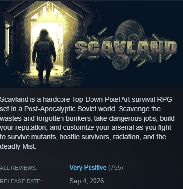 Kleanisklean's tweet photo. The whole team on @Scavland_ has been cooking hard since launch. 

More updates to come and very blessed that our indie early access game is at a 80% review rating on steam.  

This is the first game I worked with as a part owner and lead designer. Happy people enjoy it. https://t.co/rvTCgrXCMD