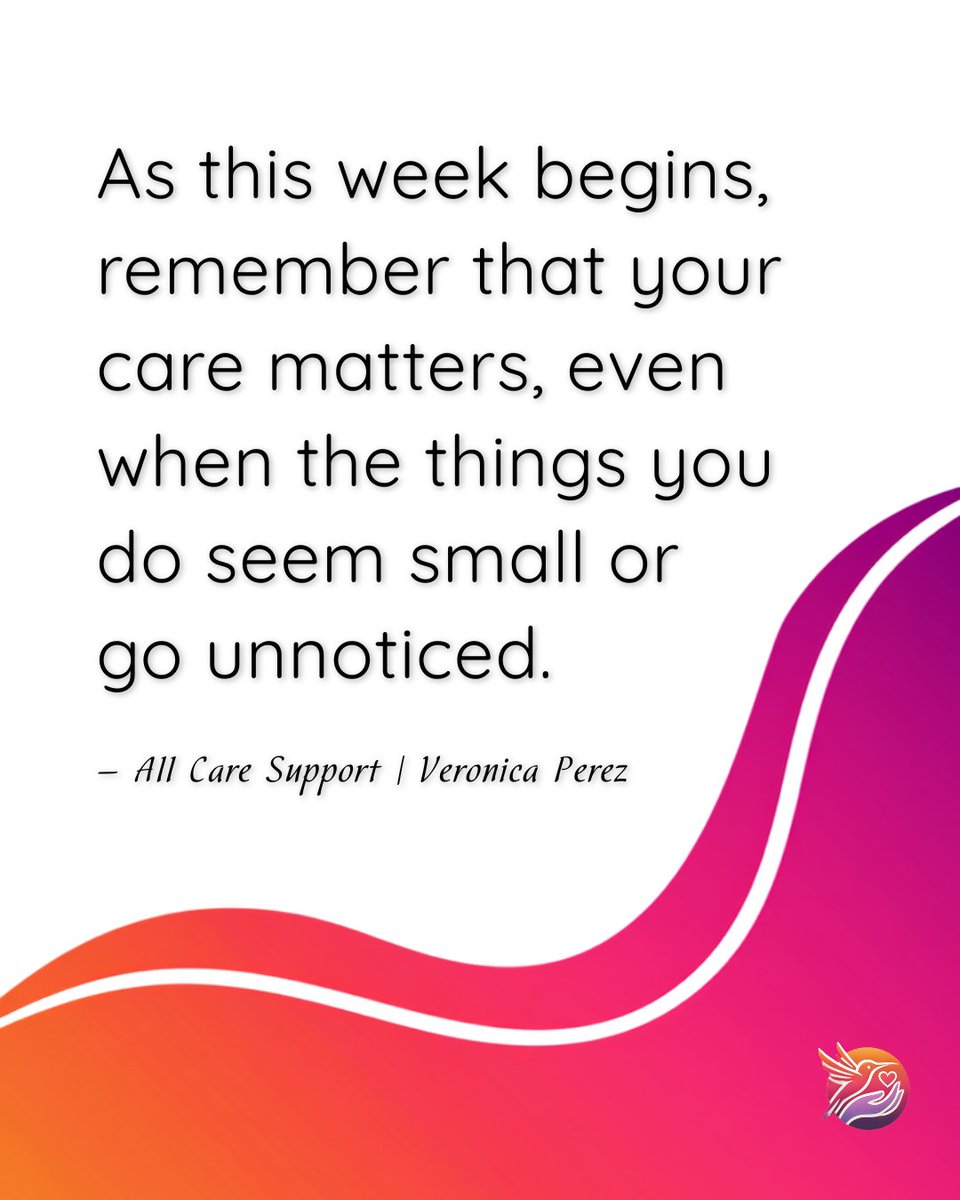 AllCareSupport's tweet photo. New week, same meaningful love. 💛 To every caregiver wondering if the little things matter—they do. That familiar routine, gentle reassurance, or shared laugh can help someone feel safe and less alone. Happy Monday! https://t.co/ocz8J9zsG3