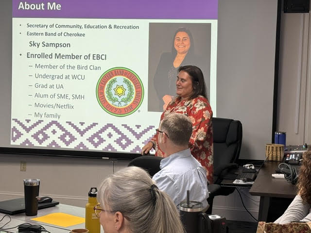 jcpsnc's tweet photo. Our JCPS Leadership Team (including directors, principals and assistant principals) attended a presentation from Sky Sampson, Secretary of Education for the Eastern Band of Cherokee in a effort to continue support of our enrolled students and staff. #JCPSTogetherWeSoar https://t.co/ypKoeqJ6Oz
