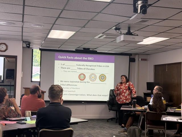 jcpsnc's tweet photo. Our JCPS Leadership Team (including directors, principals and assistant principals) attended a presentation from Sky Sampson, Secretary of Education for the Eastern Band of Cherokee in a effort to continue support of our enrolled students and staff. #JCPSTogetherWeSoar https://t.co/ypKoeqJ6Oz
