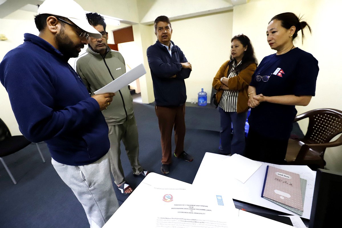 UNDP's tweet photo. Keeping essential services running is critical to Nepal’s recovery after the devastating floods.

@UNDPNepal is working with government to strengthen local institutions,  so they can resume day-to-day functions and continue serving their communities. https://t.co/hkMgK8mXYY https://t.co/9SdRAtssUW